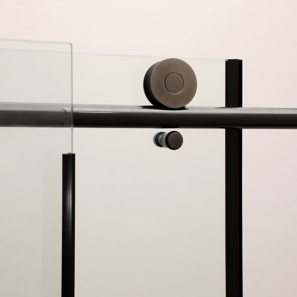 48" W x 76" H Frameless Single Sliding Shower Door, Matte Black