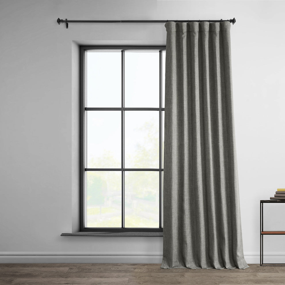 Faux Linen Darkening Curtain Single Panel, Blazer Gray, 50"x96"