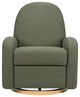 Nami Electronic Recliner and Swivel Glider Recliner, Boucle With USB port, Olive Boucle With Light Wood Base