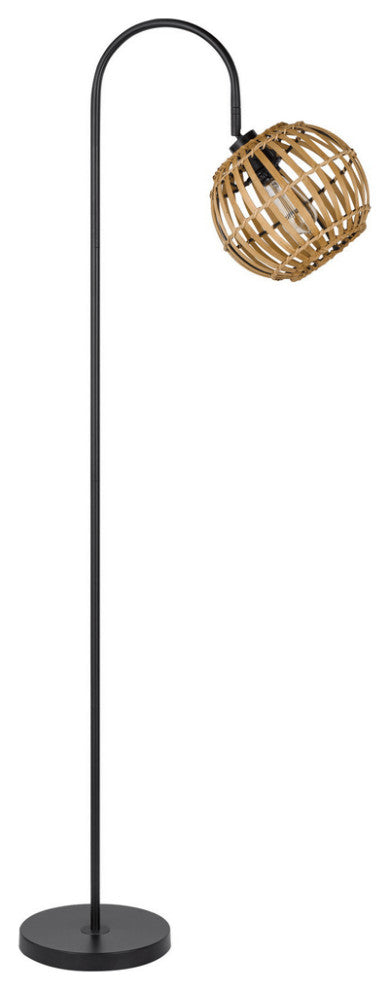 63" Black Traditional Shaped Floor Lamp With Brown Globe Shade