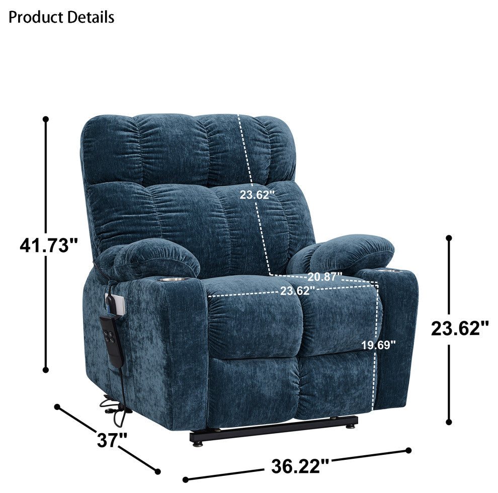 Gewnee Dual Okin Motor Power Lift Recliner Chair, Blue