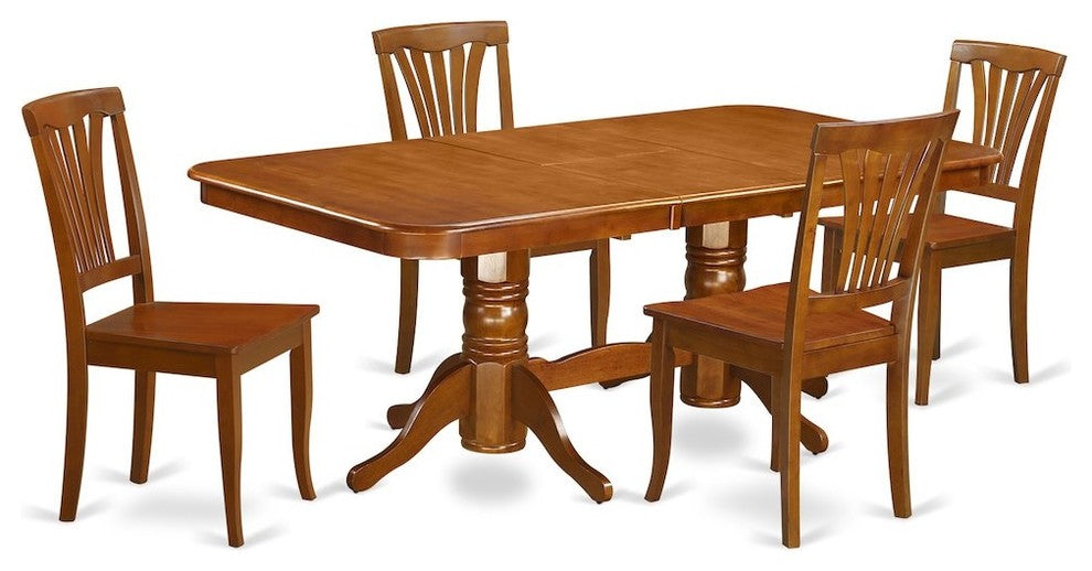 Naav5-Sbr-W, 5-Piece Dining Room Set, Dining Table and 4 Kitchen Dining Chairs