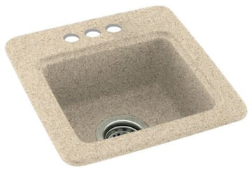 Swan 15x15x6 Solid Surface Drop Bar Sink, 3-Holes, Bermuda Sand