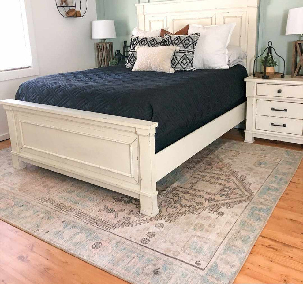 Hauteloom Light Brown and Blue Baloy Washable Area Rug, 2'7"x7'3" Runner
