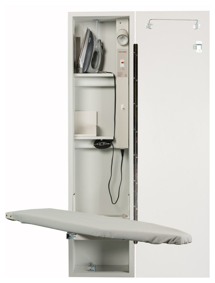 Universal Design Adjustable Swivel Electric Ironing Center, Raised White Door