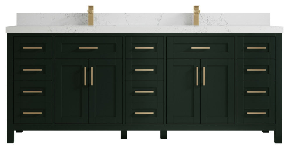 Cambridge 84 Double Sink Bath Vanity in Dark Forest Green 2" Empira Quartz
