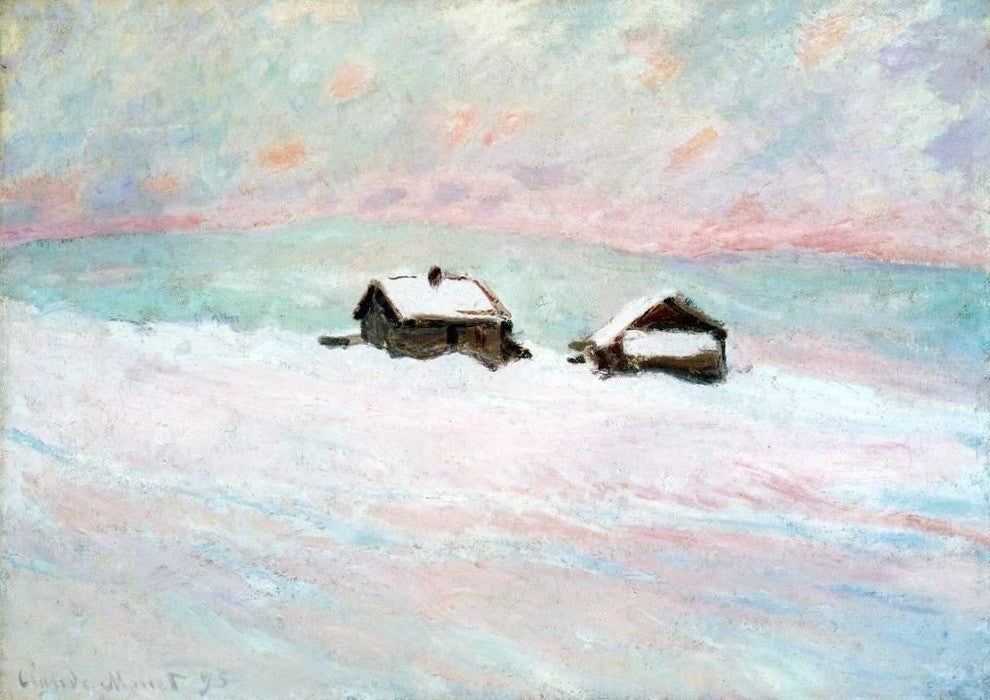 Claude Oscar Monet Houses in the Snow Norway, 18"x27" Wall Decal