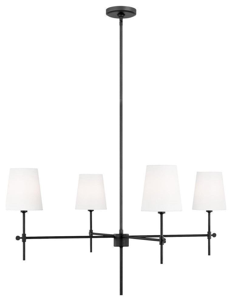 Baker Four Light Large Chandelier, Midnight Black