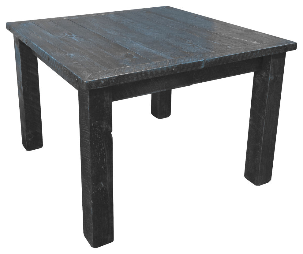 Barnwood Style Timber Peg Extension Table, Smokey Gray, 2-Leaf 42" X 84"