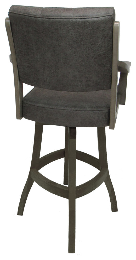 Swivel Counter Wood Bar Stool Casa on S-Base, Northwest Elk - Asian Grey, 34"