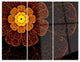 "Symmetrical Orange Fractal Flower" Digital Metal Wall Art, 3 Panels, 36"x28"