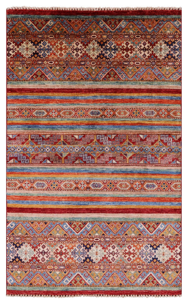 Hand-Knotted Khorjin Super Kazak Wool Rug 3' 10" X 6' 2" Q10773