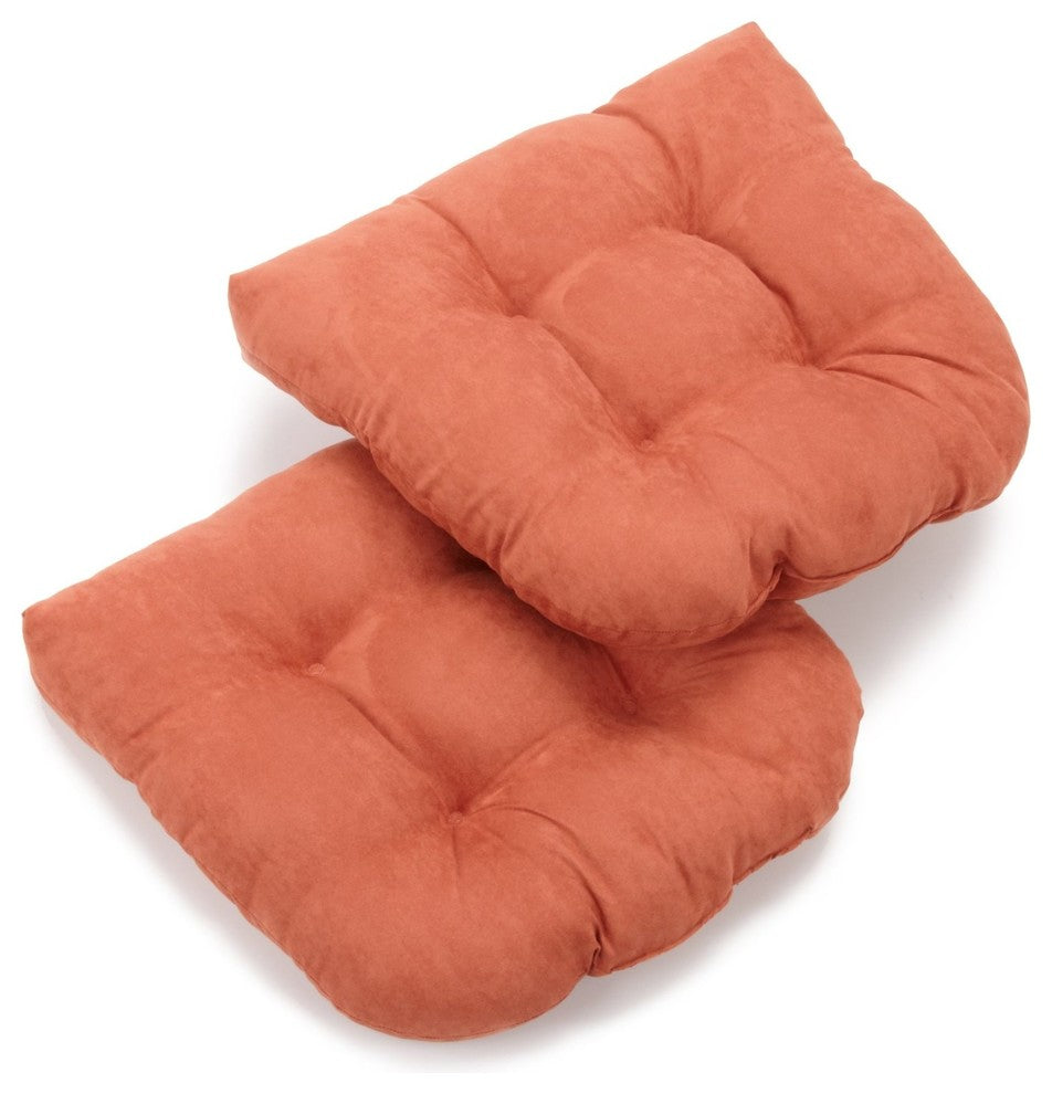 19" U-Shaped Micro Suede Tufted Dining Chair Cushion, Set of 2, Spice