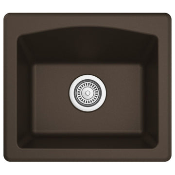 Karran USA QX-680 Quartz Top Mount Sinks 18" Undermount Single - Brown