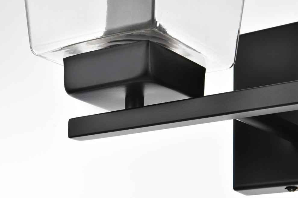 2 Light Black And Clear Bath Sconce
