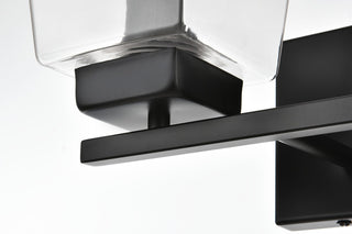 2 Light Black And Clear Bath Sconce