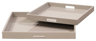 Howard Elliott Taupe Lacquer Square Wood Trays Set