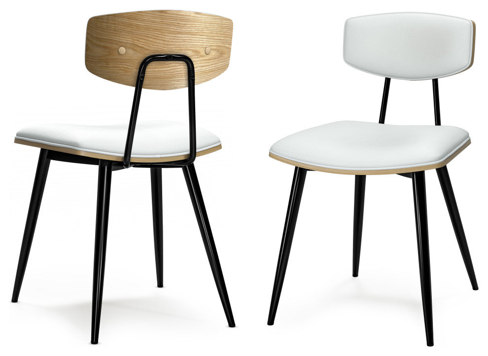 Mavis Dining Chair (Set of 2) in White Vegan Faux Leather