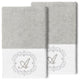 Linum Home Turkish Cotton Monica 2-Piece Embellished Hand Towel Set, Light Gray