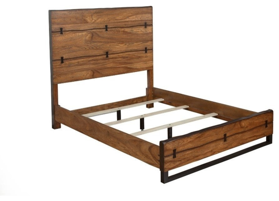 Mahogany Wood Queen Panel Bed With Headboard Brown