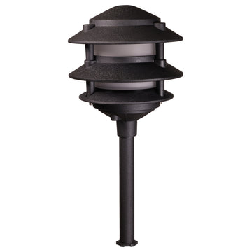 LED Low Voltage 3 Tier Pagoda Landscape Lights- Set of 4 Rust, Black