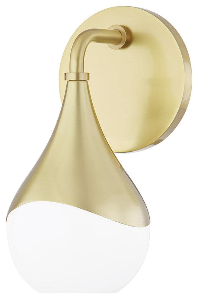 Ariana 1-Light LED Bath Bracket, Aged Brass, Opal Glossy Glass