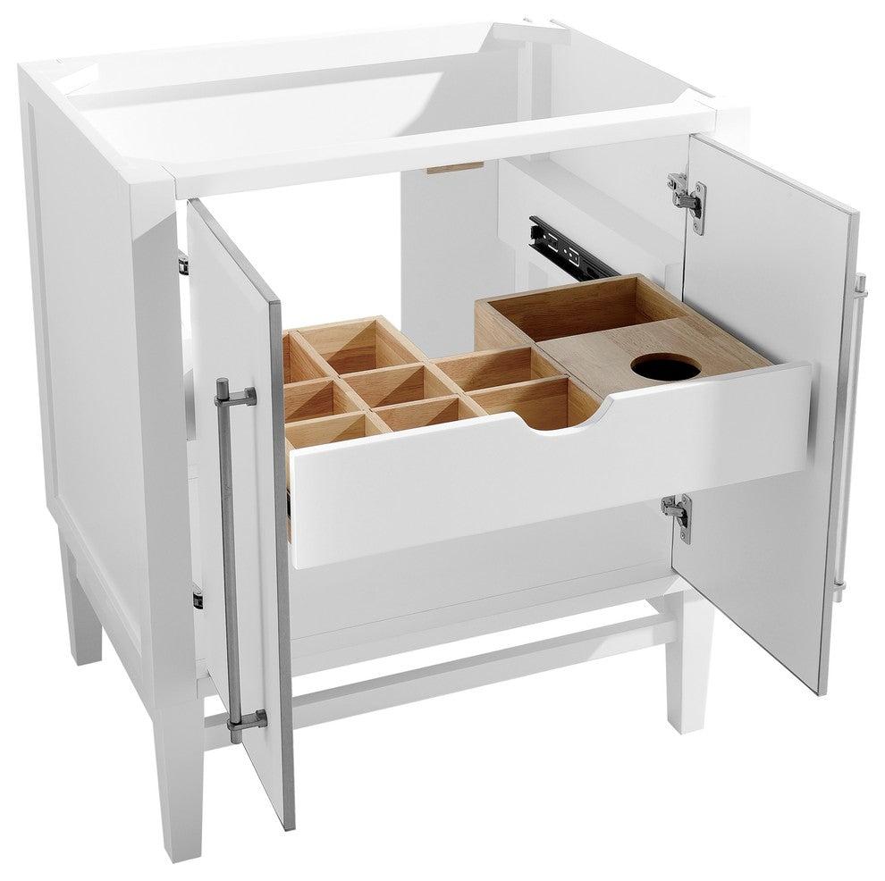 Mason 30" Vanity Only, White With Brushed Silver Hardware
