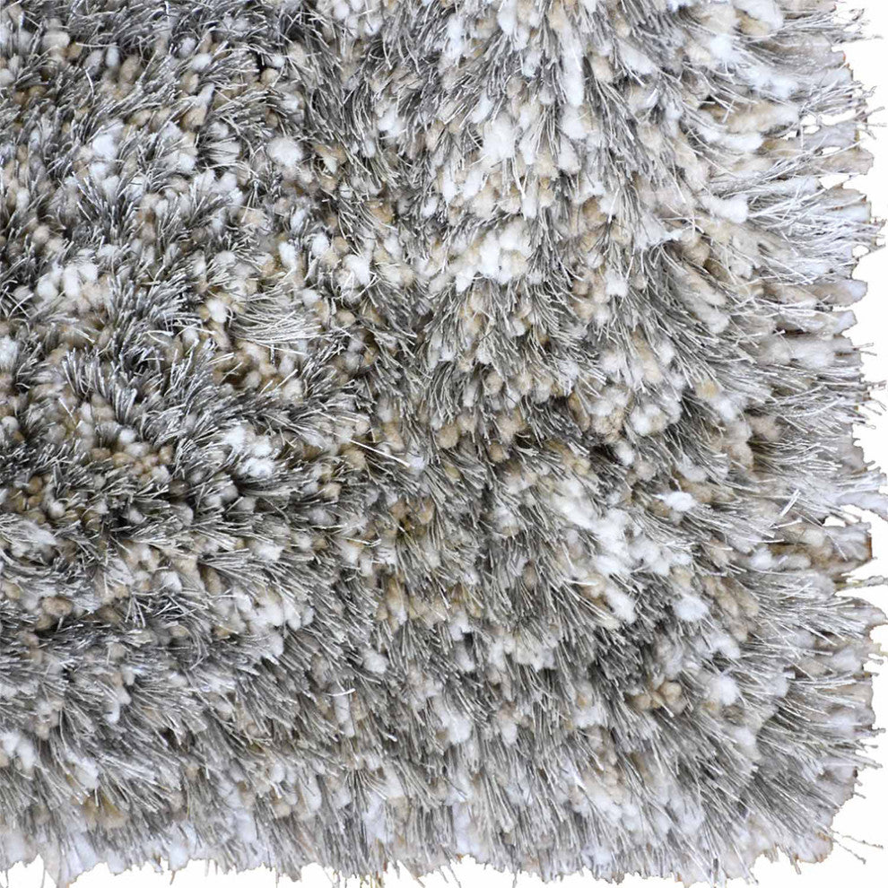 Hand Tufted Shag Polyester Area Rug Contemporary Black Beige, [Rectangle] 4'x6'