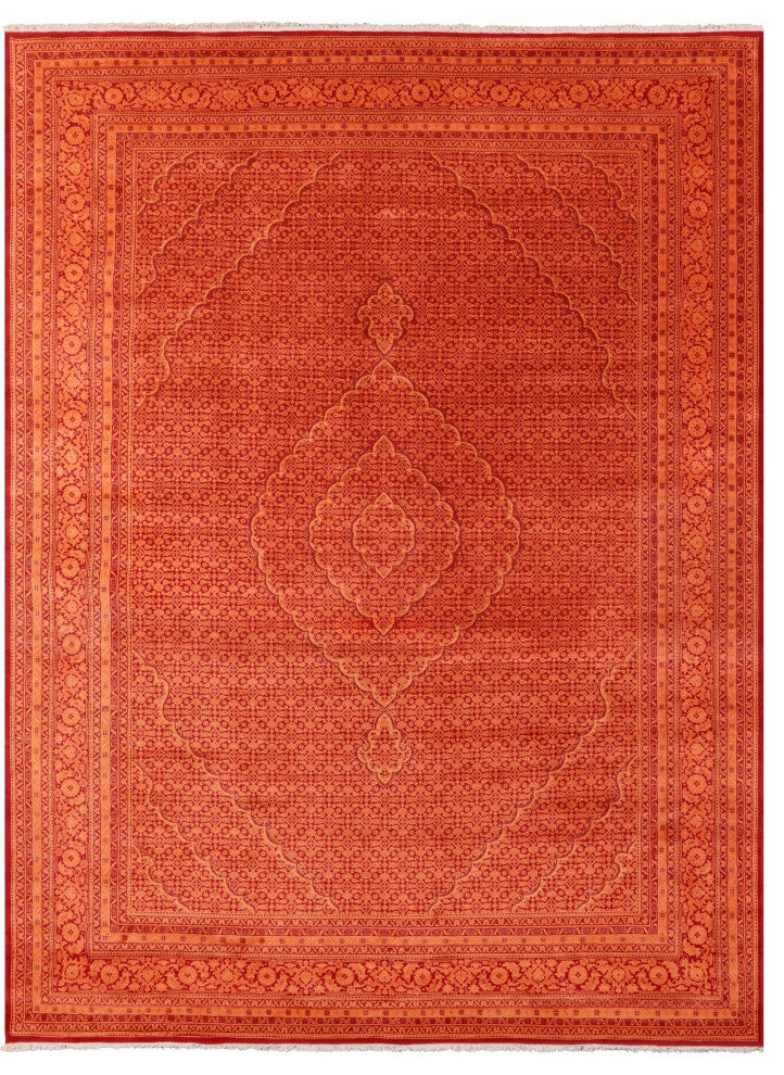 9' 3" X 12' 5" Persian Tabriz Handmade Wool & Silk Rug - Q13006