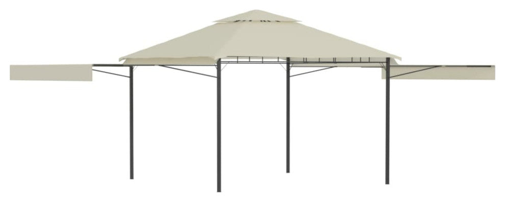 vidaXL Gazebo with Double Extended Roofs 9.8'x9.8'x9' Cream 0.6 oz/ft?