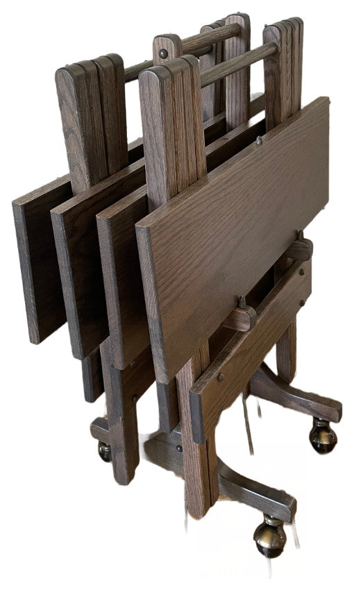 Folding Table, Set of 4, With Casters, Antique Slate