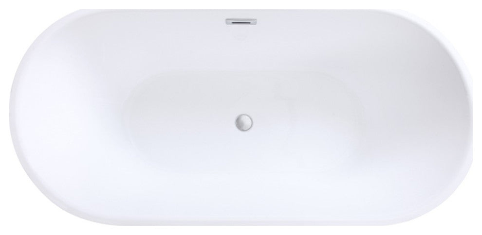ARIEL Oxford 67" Acrylic Freestanding Bathtub Polished Chrome and Overflow Drain
