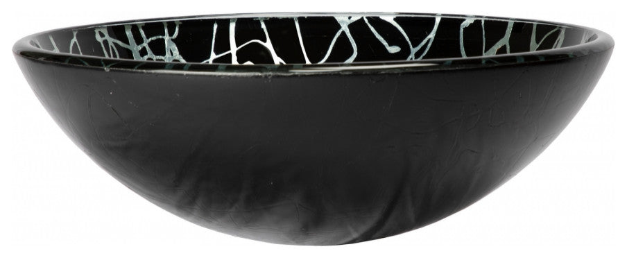 Eden Bath EB_GS65 Black and Silver Streamers Round Glass Vessel Sink