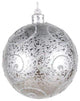 200Mm Silver Ball Ornament With Silver Glitter Design