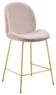 Velvet Counter Stool, Gold Luxe Glam Contemporary Modern Counter Stool, Pink