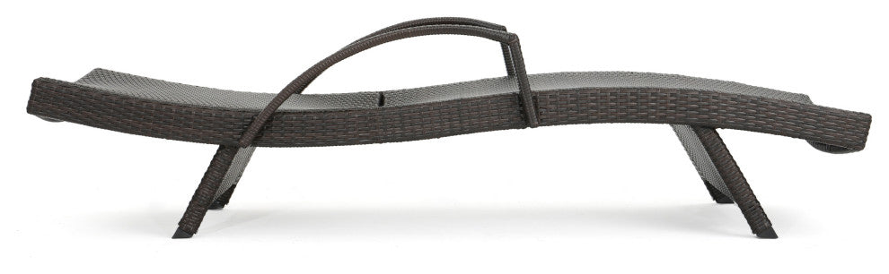 GDF Studio Olivia Outdoor 3-Piece Wicker Adjustable Armed Chaise Lounge Set