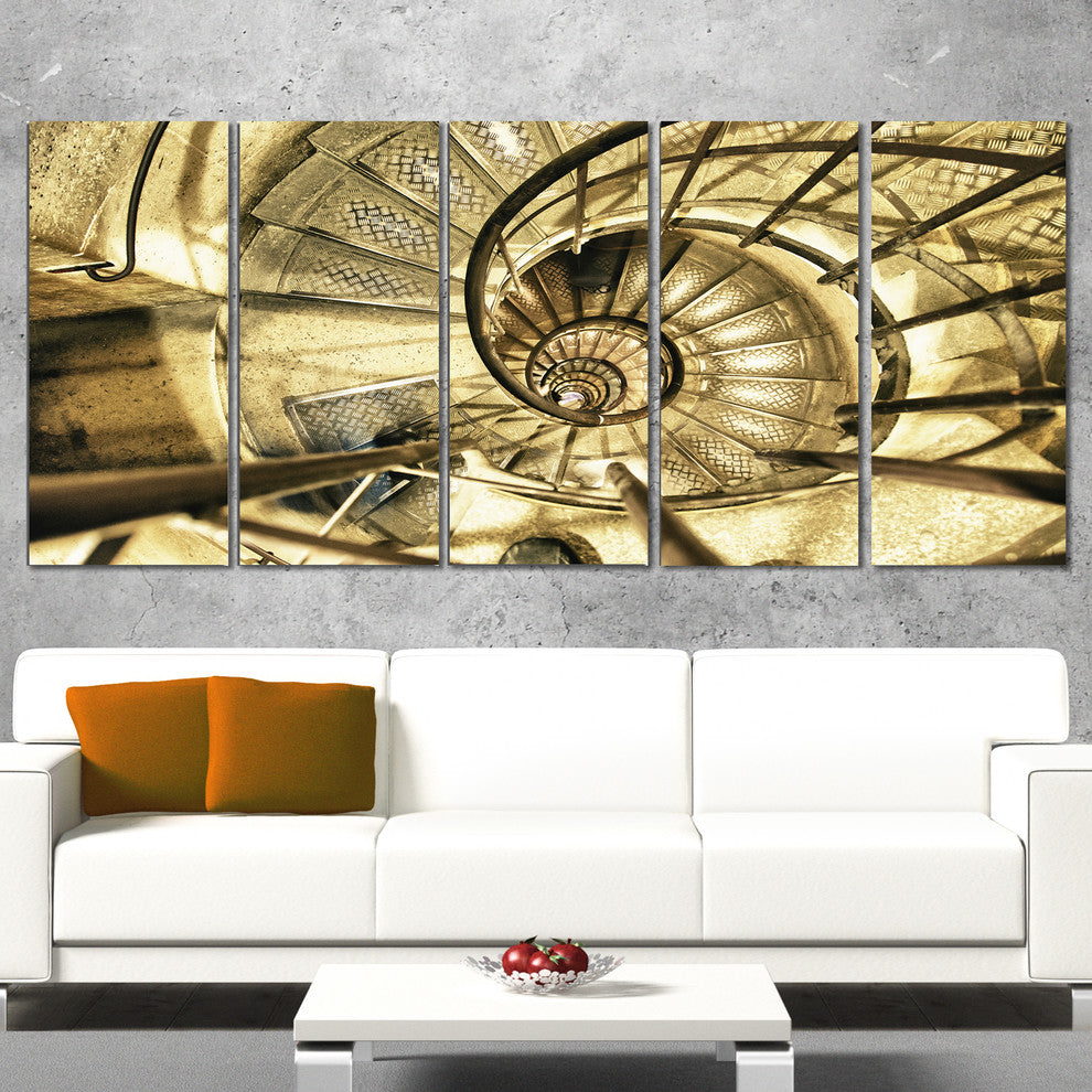 Architectural Detail of Paris in Winter, Abstract Canvas Art, 60"x28", 5 Panels