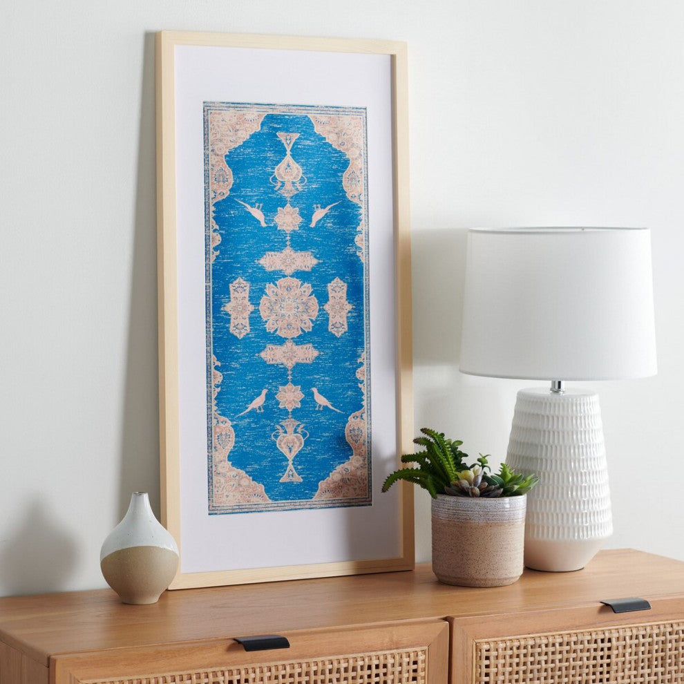 Safavieh Chartrelle 29" Blue/Pink Framed Textile Wall Art