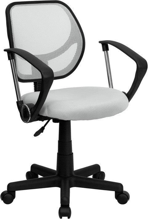 Mid-Back White Mesh Swivel Task Chair With Arms
