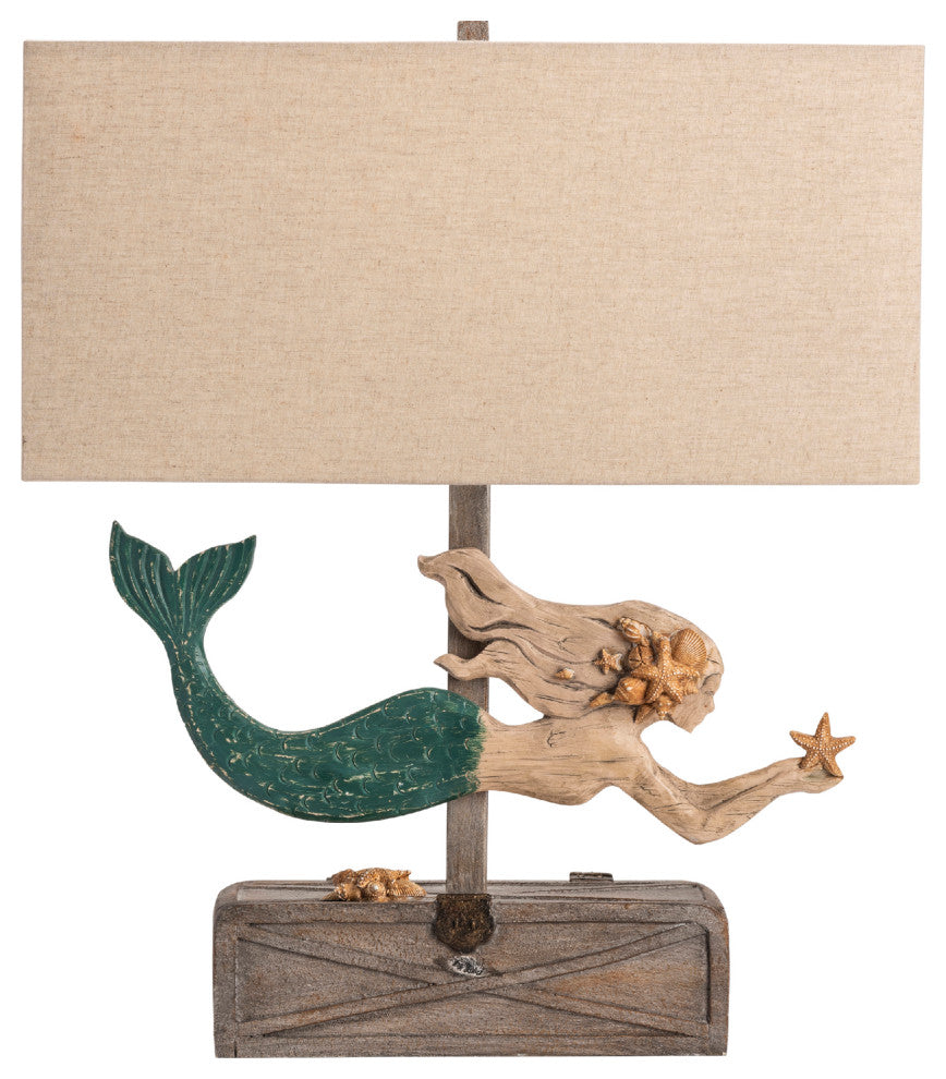 27"H Brown Resin Table Lamps With Tan Rectangle Shade, Set of 2