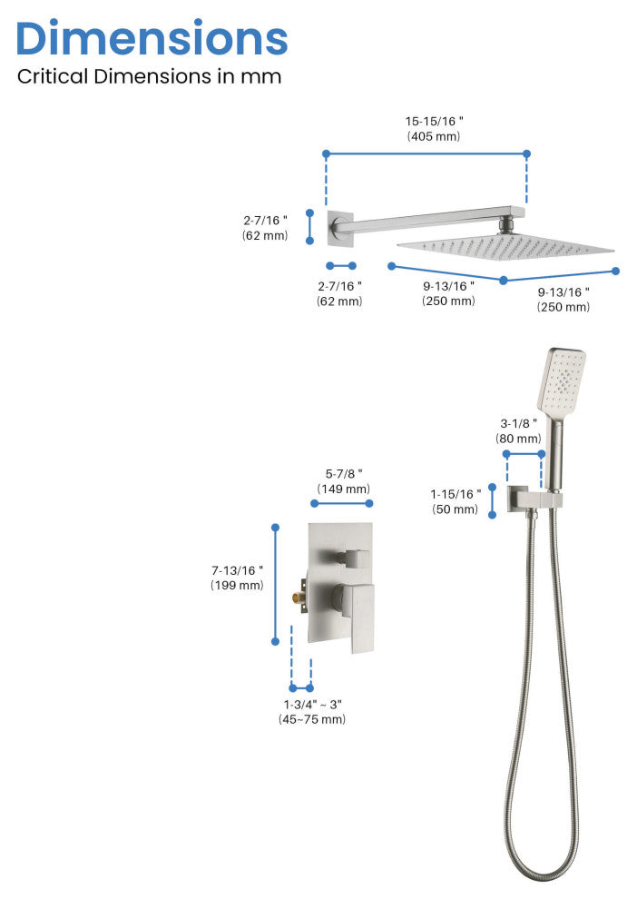 Cube Pressure 2-Function Shower System, Rough-In Valve, Brushed Nickel