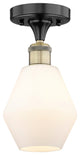 Cindyrella-1 Light 6" Semi-Flush Mount-Black Antique Brass-Cased Matte White