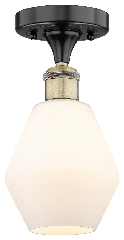 Cindyrella-1 Light 6" Semi-Flush Mount-Black Antique Brass-Cased Matte White