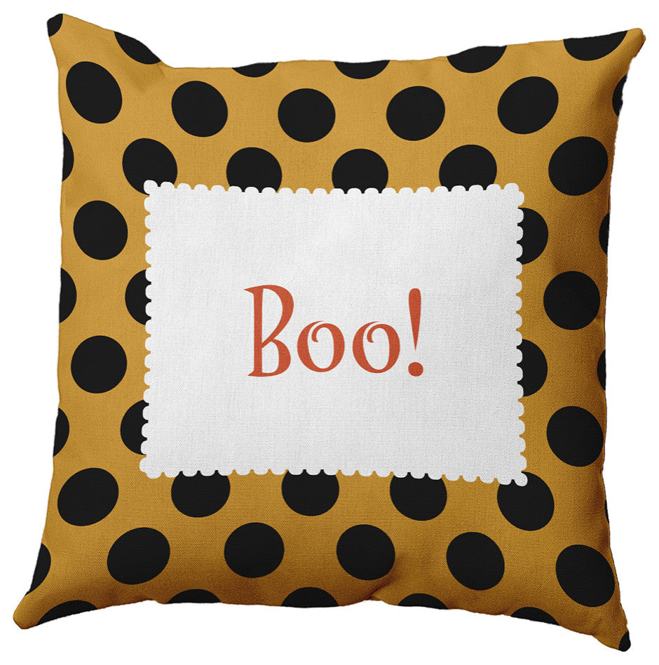 Halloween Boo Dots Accent Pillow, Golden Mustard, 18"x18"