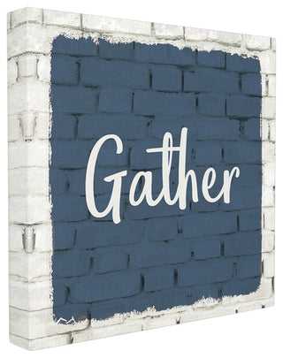 Gather Blue Splash On Bricks Typography XL Stretched Canvas Wall Art, 30"x30"