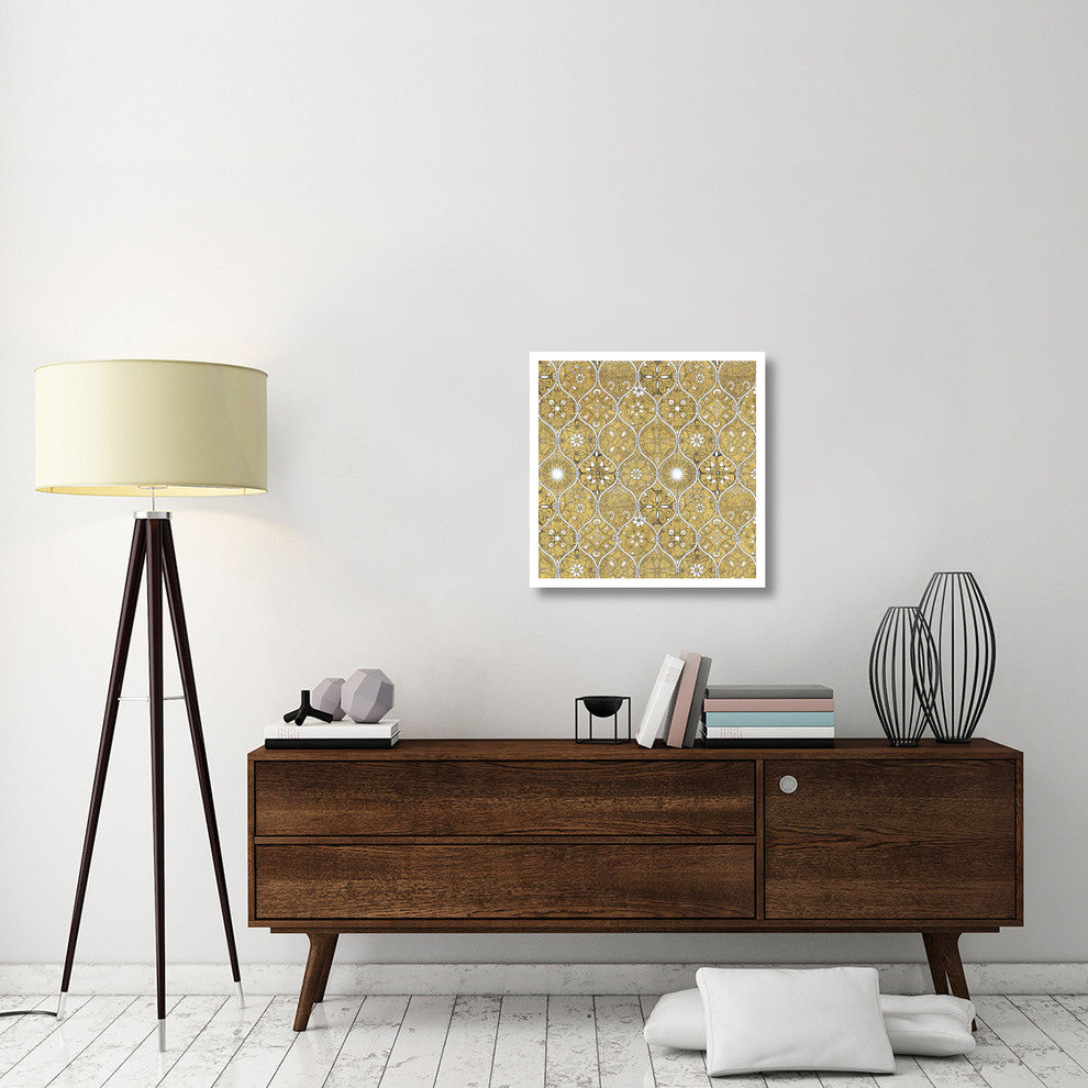 "Color my World Spice Mosaic Pattern Gold" Print by Daphne Brissonnet, 26"x26"