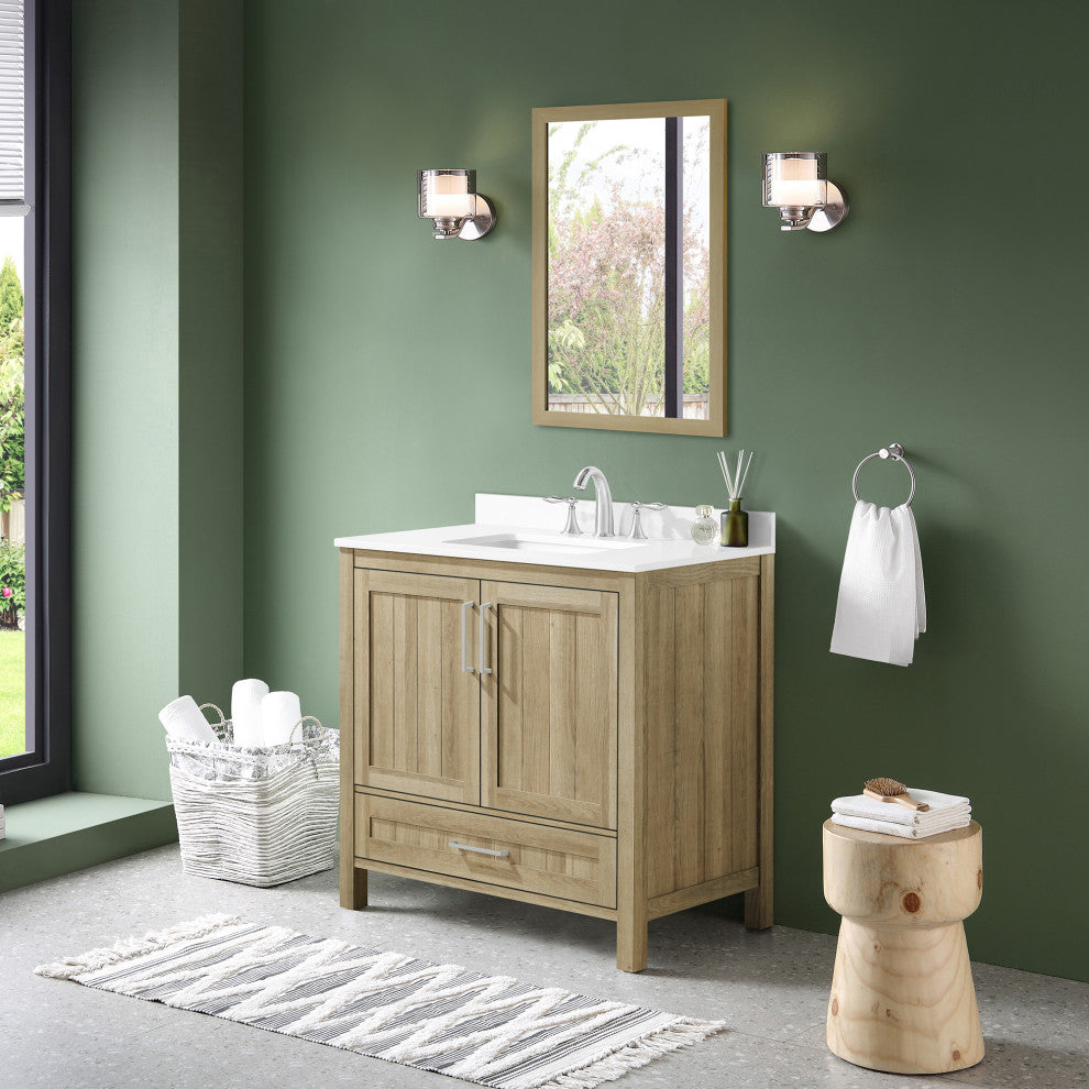 OVE Decors Kansas 18" Single Sink Vanity With Countertop, White Oak, 36 in.