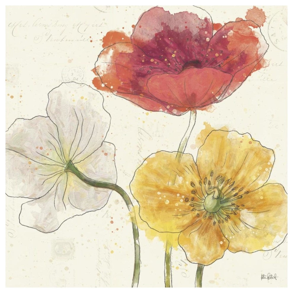 "Painted Poppies V" Digital Paper Print by Katie Pertiet, 38"x38"