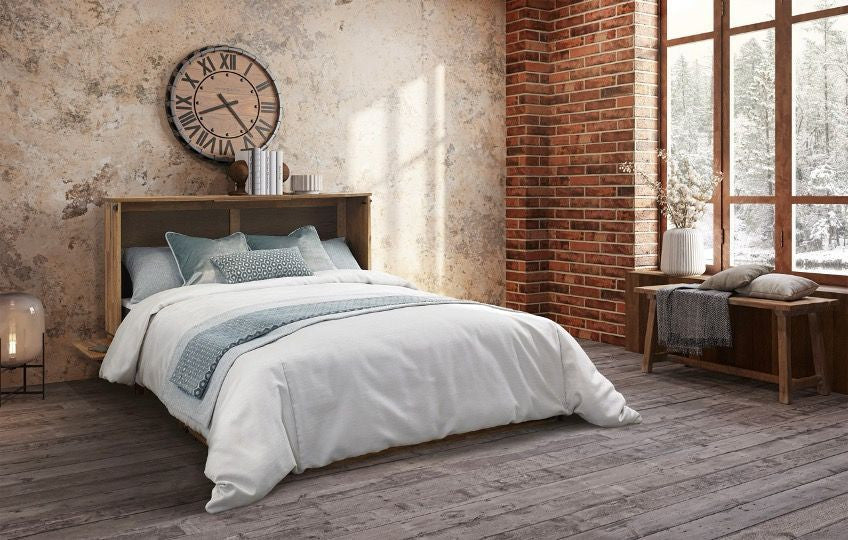 Ranchero Cabinet Murphy Bed with Gel Memory Foam Mattress, Bakar