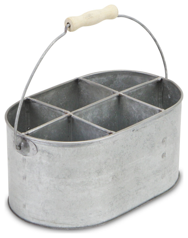 Six Slot Galvanized Metal Utensil Holder
